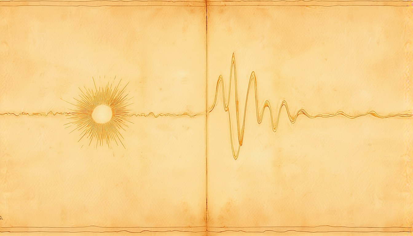 A radiant source emitting a waveform that resolves into a clean pulse